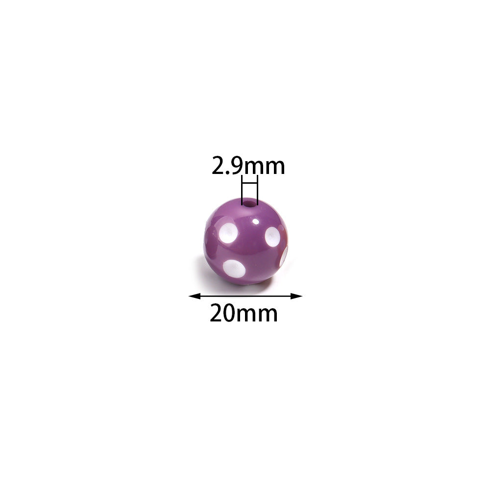 Polka Dot Bubblegum Beads 20mm Colorful Concave Resin Round 10pcs 5