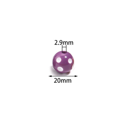 Polka Dot Bubblegum Beads 20mm Colorful Concave Resin Round 10pcs 5