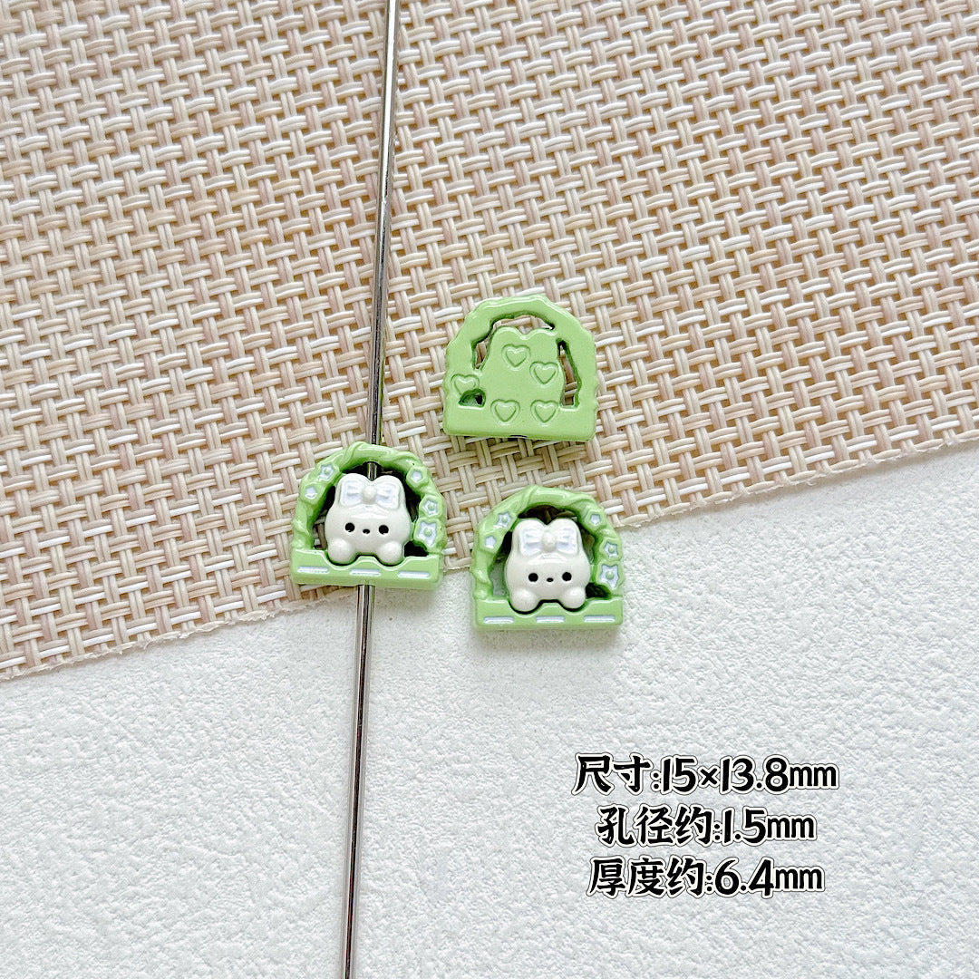 Baking Painted Window Kitten and Nice Rabbit Metal Beads 15/17mm 10pcs 5