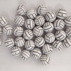 Sports Bubblegum Beads 20mm White Volleyball Design 10pcs 3