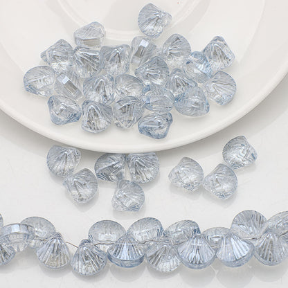 Electroplated Shell Glass Beads 10mm Glossy Ridged Surface 60pcs 17