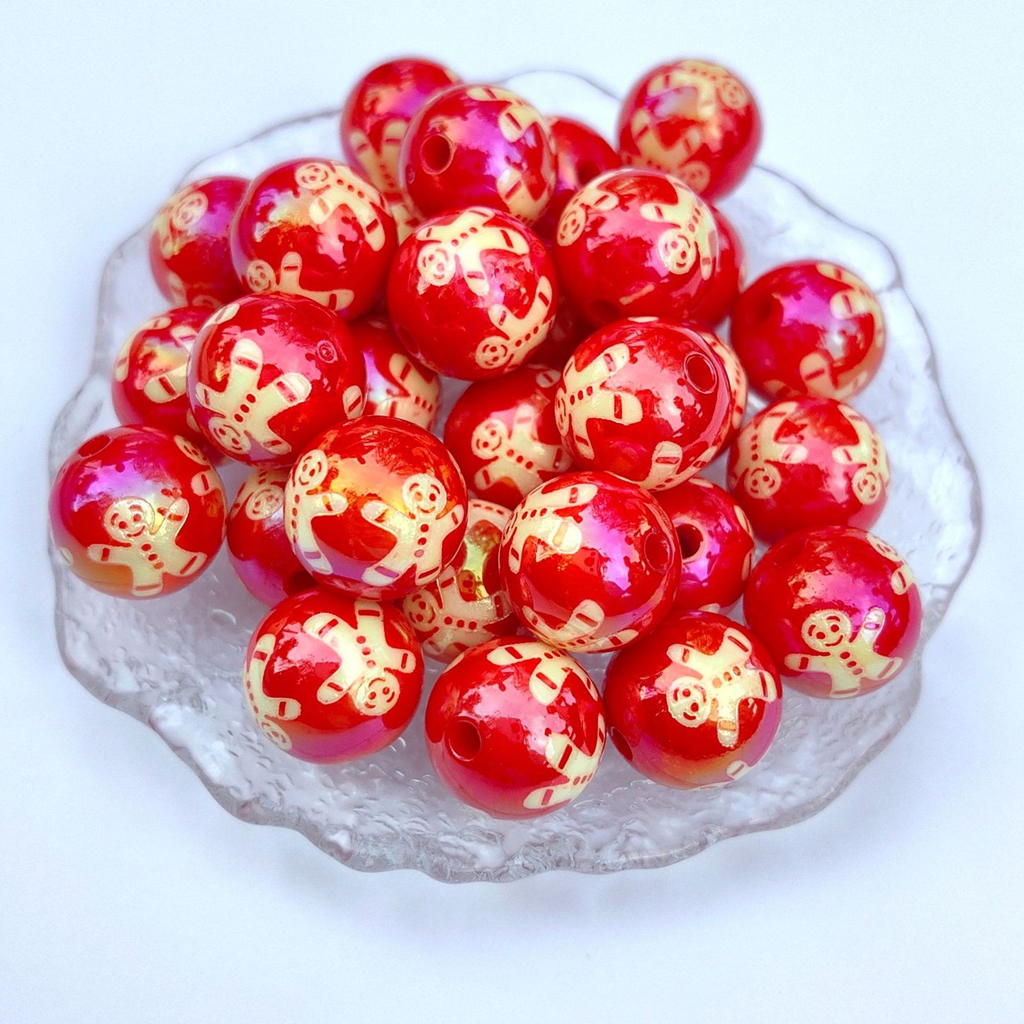 UV Plating Christmas Snowman Acrylic Beads 16mm Colorful 20pcs 8