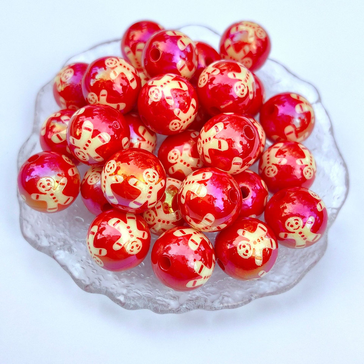 UV Plating Christmas Snowman Acrylic Beads 16mm Colorful 20pcs 8