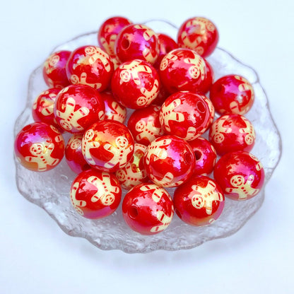 UV Plating Christmas Snowman Acrylic Beads 16mm Colorful 20pcs 8