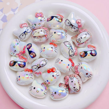 UV Plating Hello Kitty Acrylic Beads 20x22.5x17mm Glossy 5pcs 12