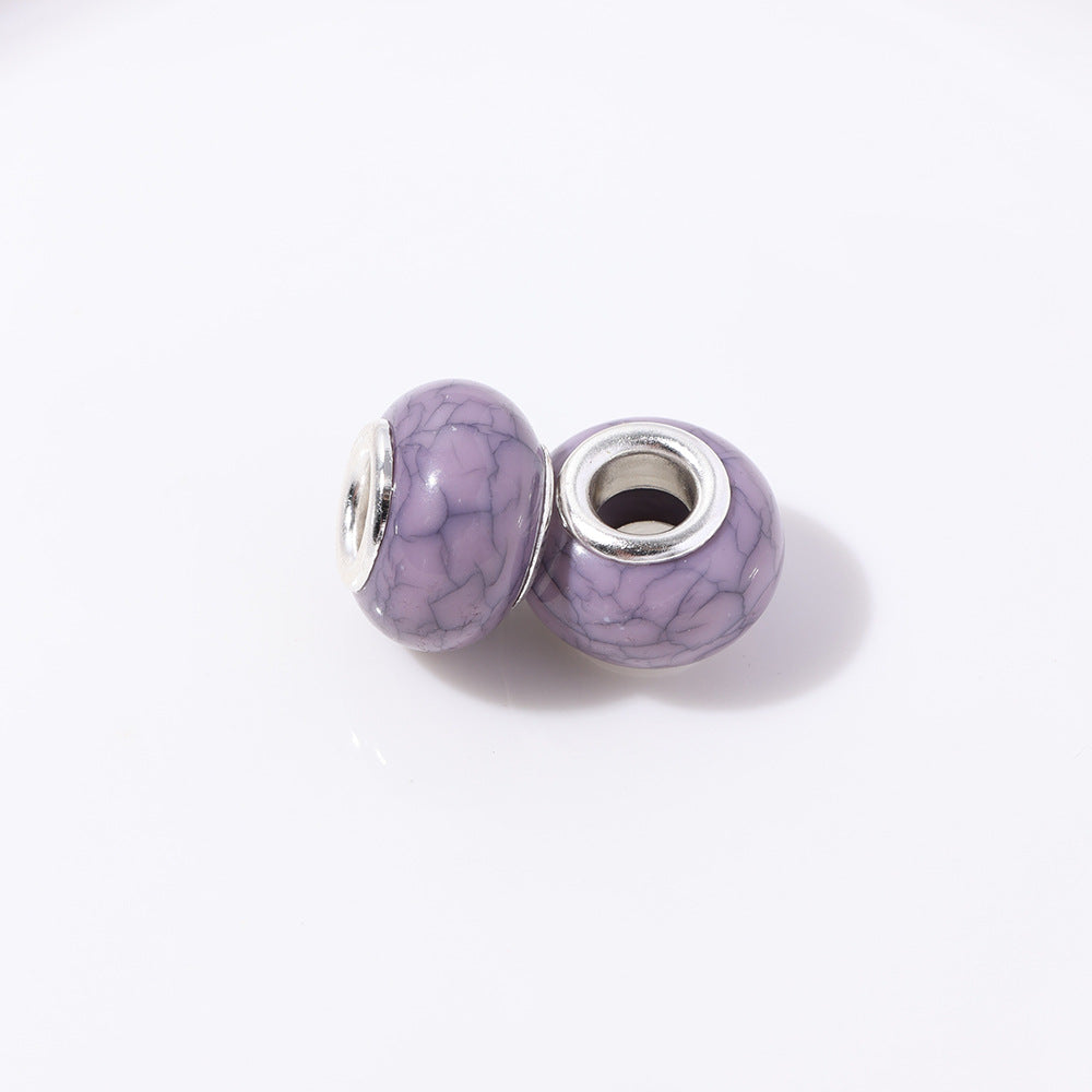 Resin Round Spacer Beads 14mm Imitation Turquoise Pattern 100pcs 13