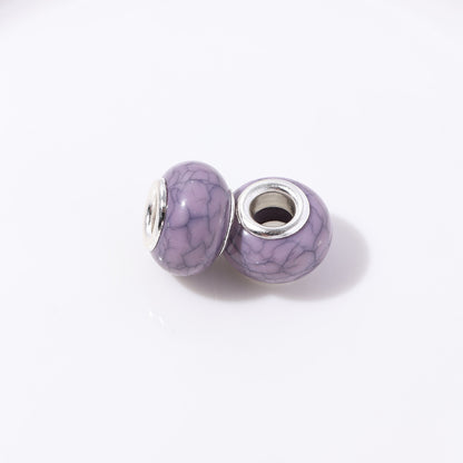 Resin Round Spacer Beads 14mm Imitation Turquoise Pattern 100pcs 13