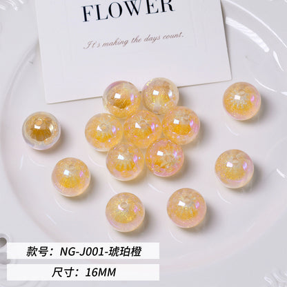 Glitter Fireworks Resin Beads 16mm Round Multicolor 10pcs 6