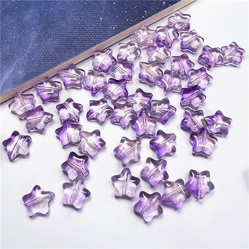 Small Star Czech Glass Beads 8mm Translucent Gold Flecked 50pcs 22