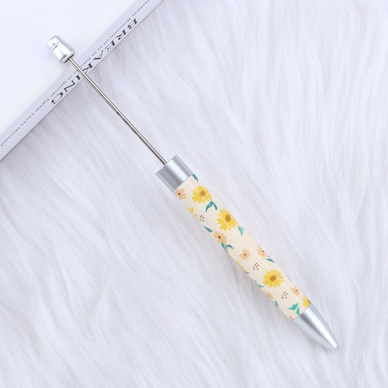 Beadable Ballpoint Pen Printed Flag Sunflower Pattern Long 167mm 15