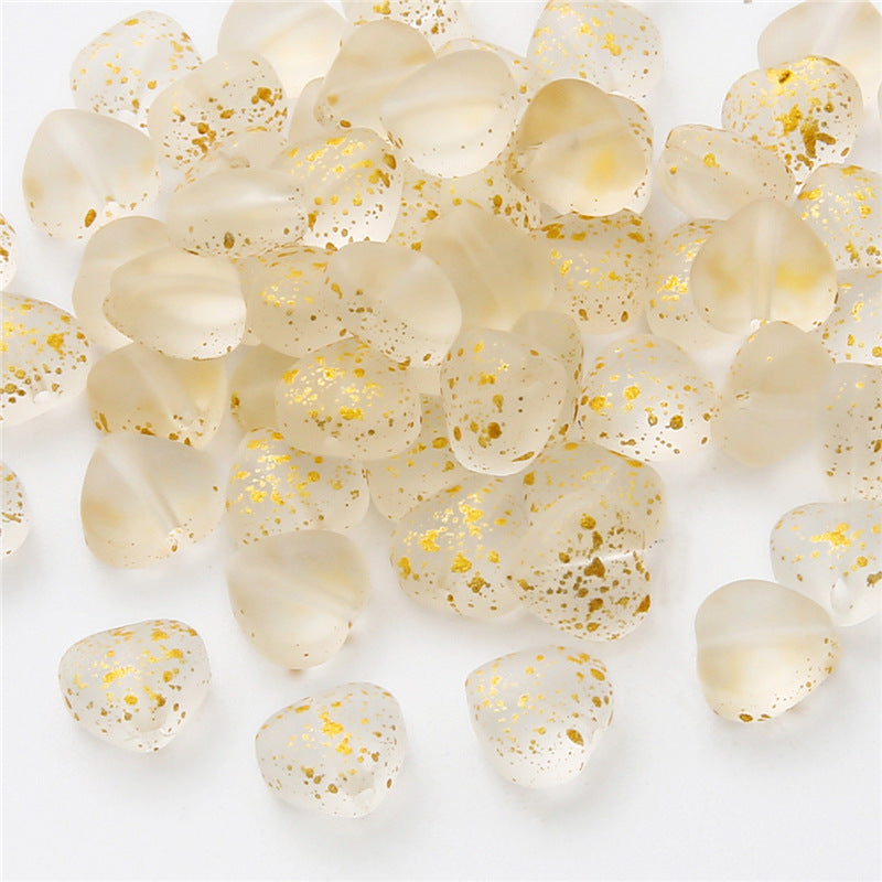 Heart Shape Glass Beads 8mm Frosted Iridescent Pastel 20pcs 19
