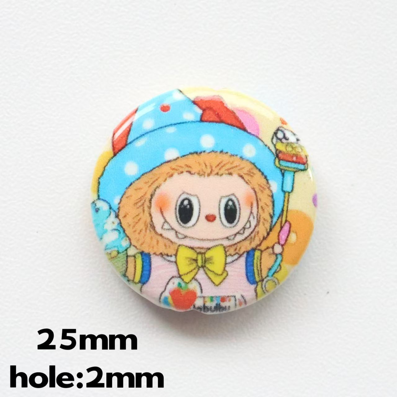 Flat Pop Art Acrylic Beads 25mm Printed Character Design 20pcs 13