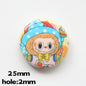 Flat Pop Art Acrylic Beads 25mm Printed Character Design 20pcs 13