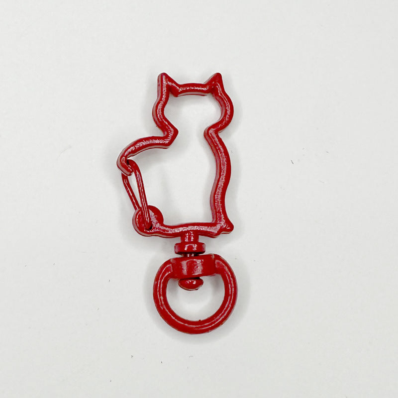 Zinc Alloy Kitten Shaped Colorful Buckle Keychain Clasps 20pcs 37mm 11