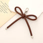 Colorful PU Leather Bow Keychain with Silver Tone Metal 3pcs 6