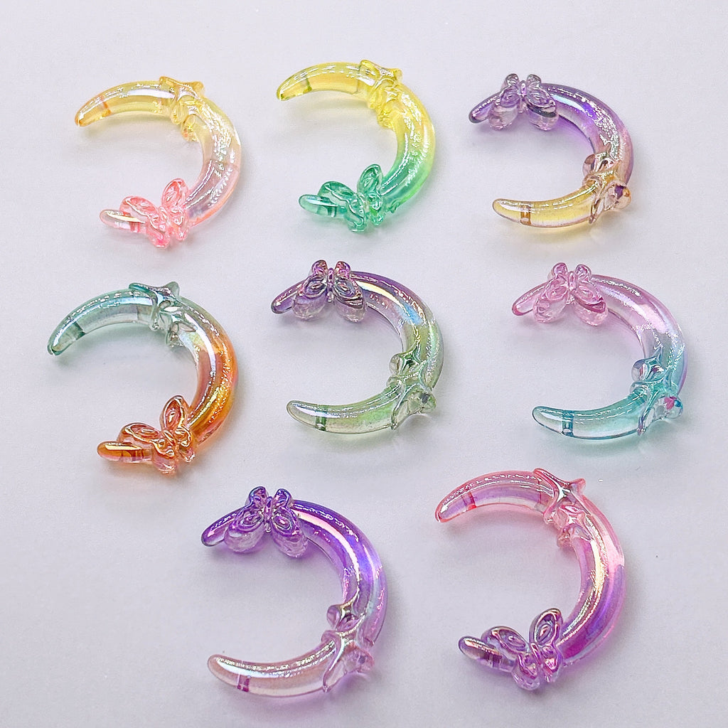 Transparent Glitter Gradient Butterfly Moon Acrylic Beads 42mm 50pcs 6