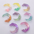 Transparent Glitter Gradient Butterfly Moon Acrylic Beads 42mm 50pcs 6