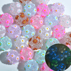Glow In The Dark Bubblegum Beads 20mm Daisy Sparkling Pastel Flowers 10pcs 3