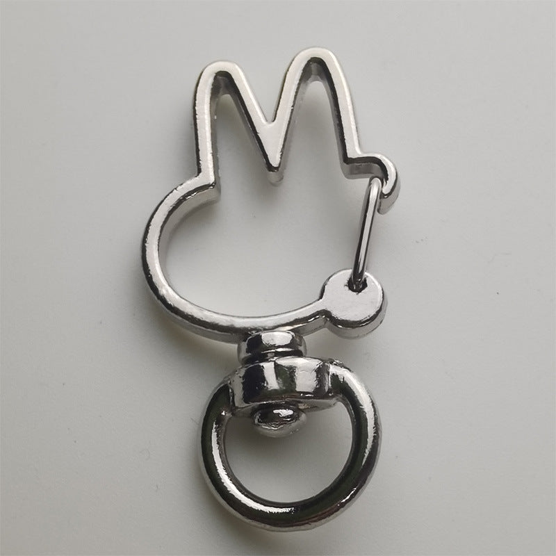 Spray Painted Bunny Head Zinc Alloy Buckle Keychain Clasps 20pcs 6