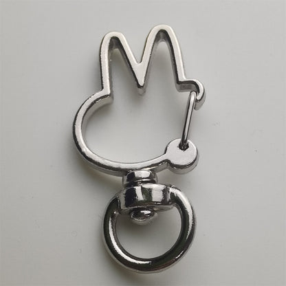 Spray Painted Bunny Head Zinc Alloy Buckle Keychain Clasps 20pcs 6