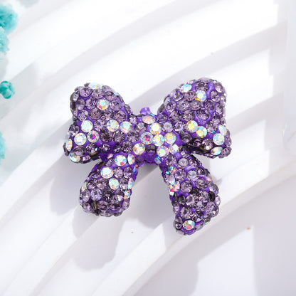 Rhinestone Bow Clay Beads 28mm Colorful Sparkle 5pcs 8