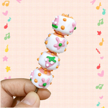 Hand Painted Starfish Acrylic Beads 16mm Christmas Cap Series 5pcs 3