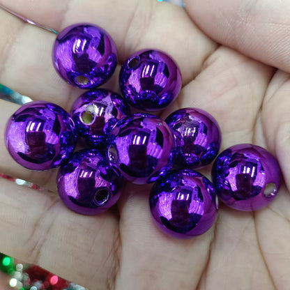 Plating Round Acrylic Beads 16mm Metallic Color Mirror Shine 100pcs 8