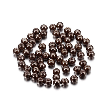 Pearl Glass Beads 8mm Imitation Smooth Glossy Mixed Colors 100pcs 19