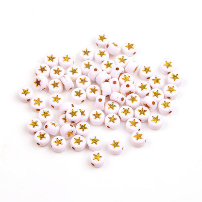 Colored Five-Pointed Flat Acrylic Beads 7mm Glossy Mixed 100pcs 9