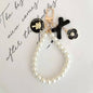 Pearl Beaded Bow Round Charm Keychain Plastic Resin Material 9