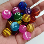 Spray Painted Round Acrylic Beads 16mm Swirl Line Matte 100pcs 6