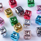 Metallic Balloon Concave Square Acrylic Beads 14mm Glossy 50pcs 5