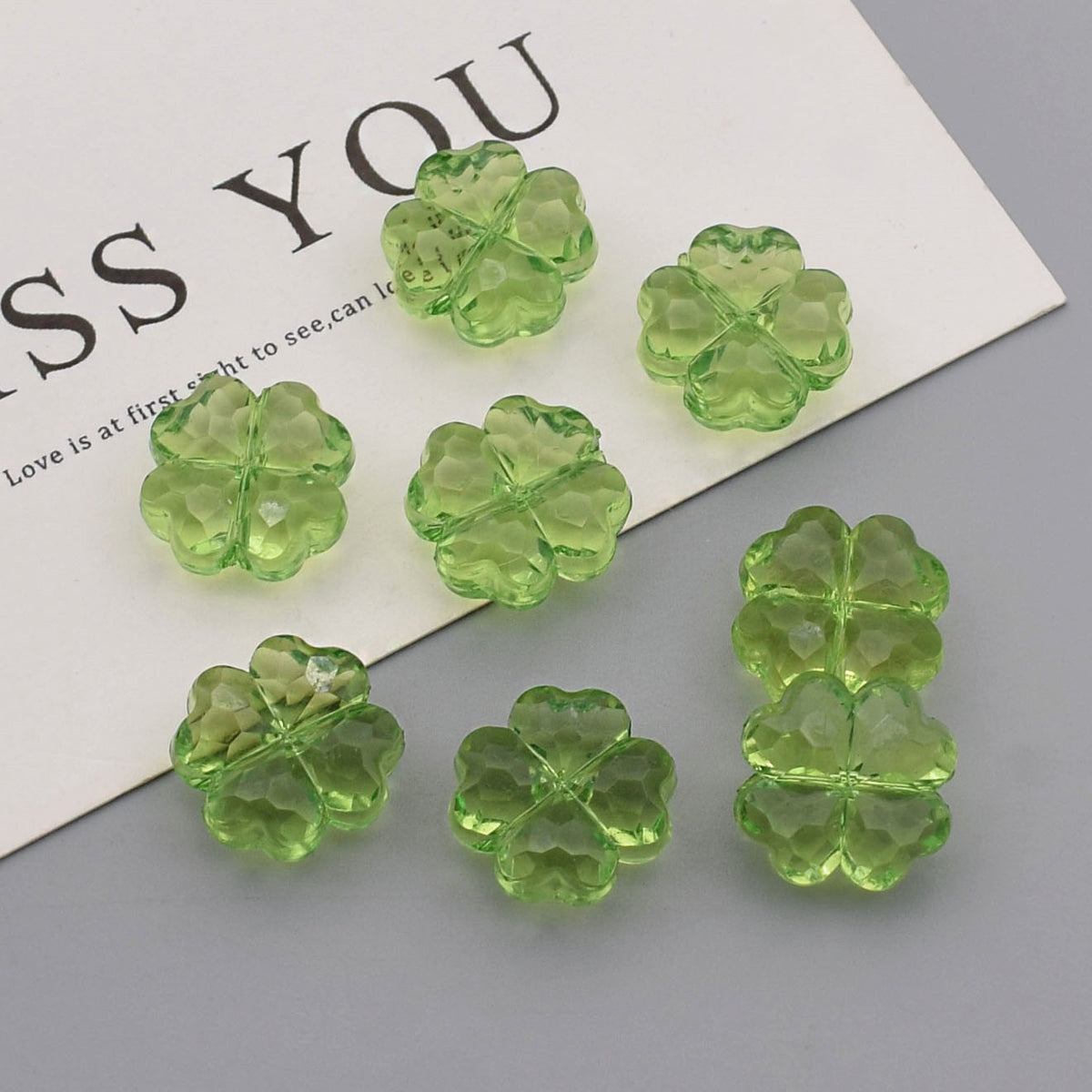 Transparent Faceted Clover Acrylic Beads 12.9mm Colorful 30pcs 6