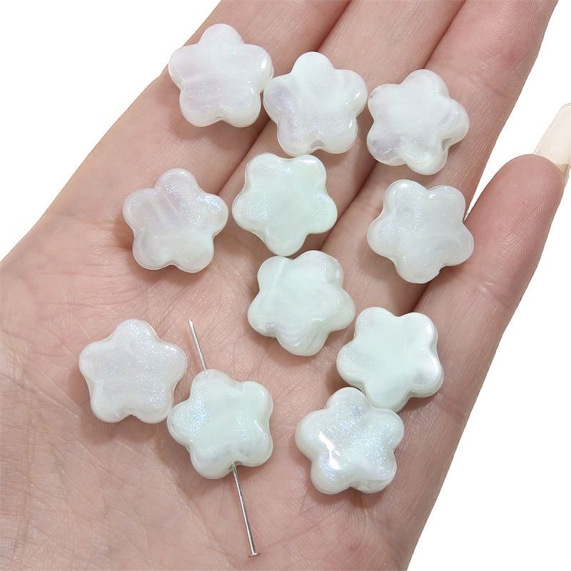 Pearl Flower Acrylic Beads 15mm Pastel Colors 20pcs 12