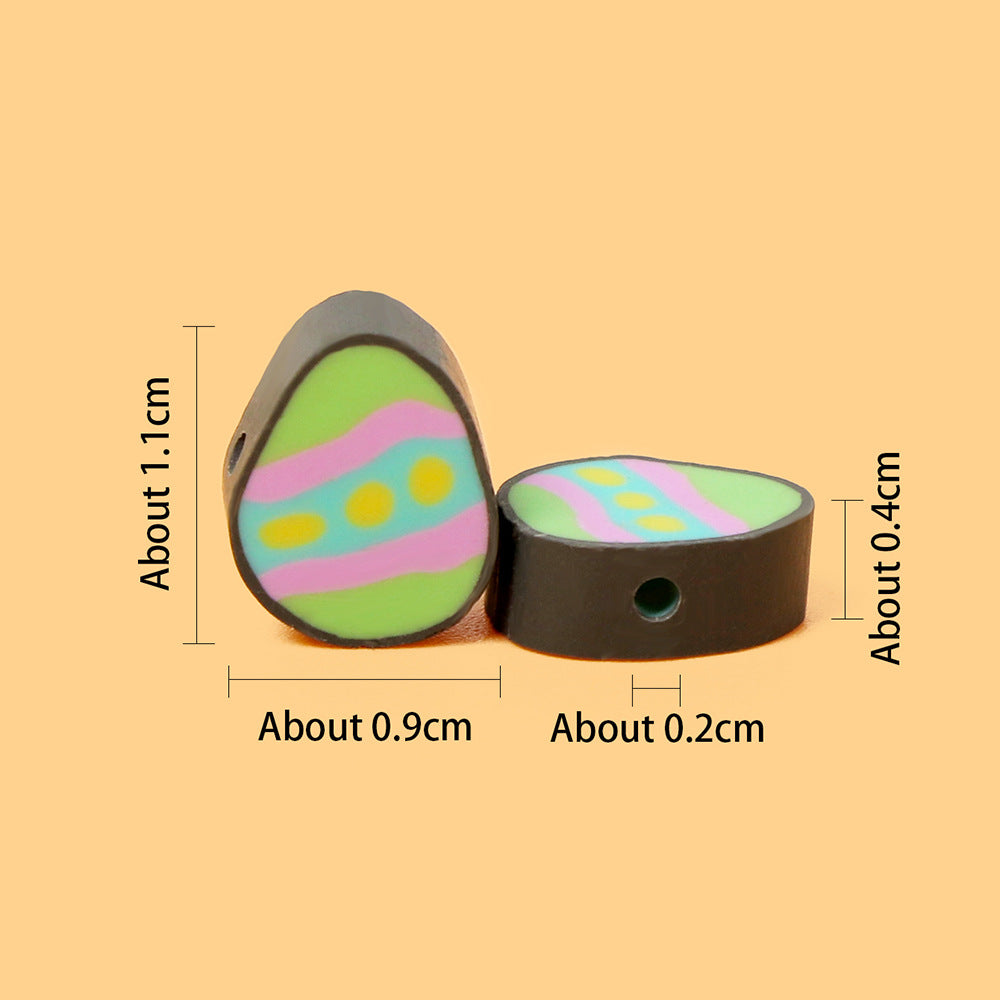 Easter Egg Clay Beads 11mm Polymer Colorful Pattern 100pcs 2