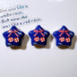 Denim Blue Star Acrylic Beads 26mm Glossy Red Accents 10pcs 6