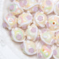 Painted Flower Acrylic Beads 16mm Round 14x18mm Square Purple Hand Painted 1pc 9
