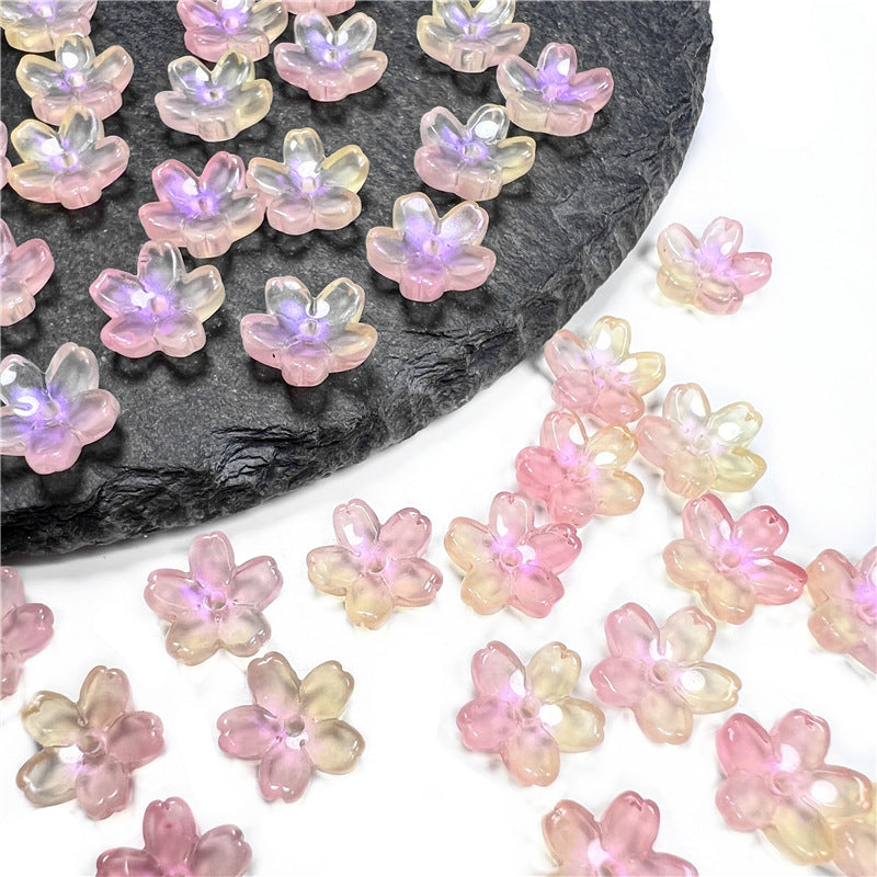 Czech Glass Beads Cherry Blossom 10mm Iridescent Pastel 50pcs 27