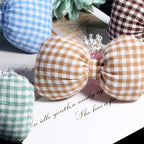 Plaid Bow Fabric Beads Wholesale, Gingham Crown Pearl Center, 35mm