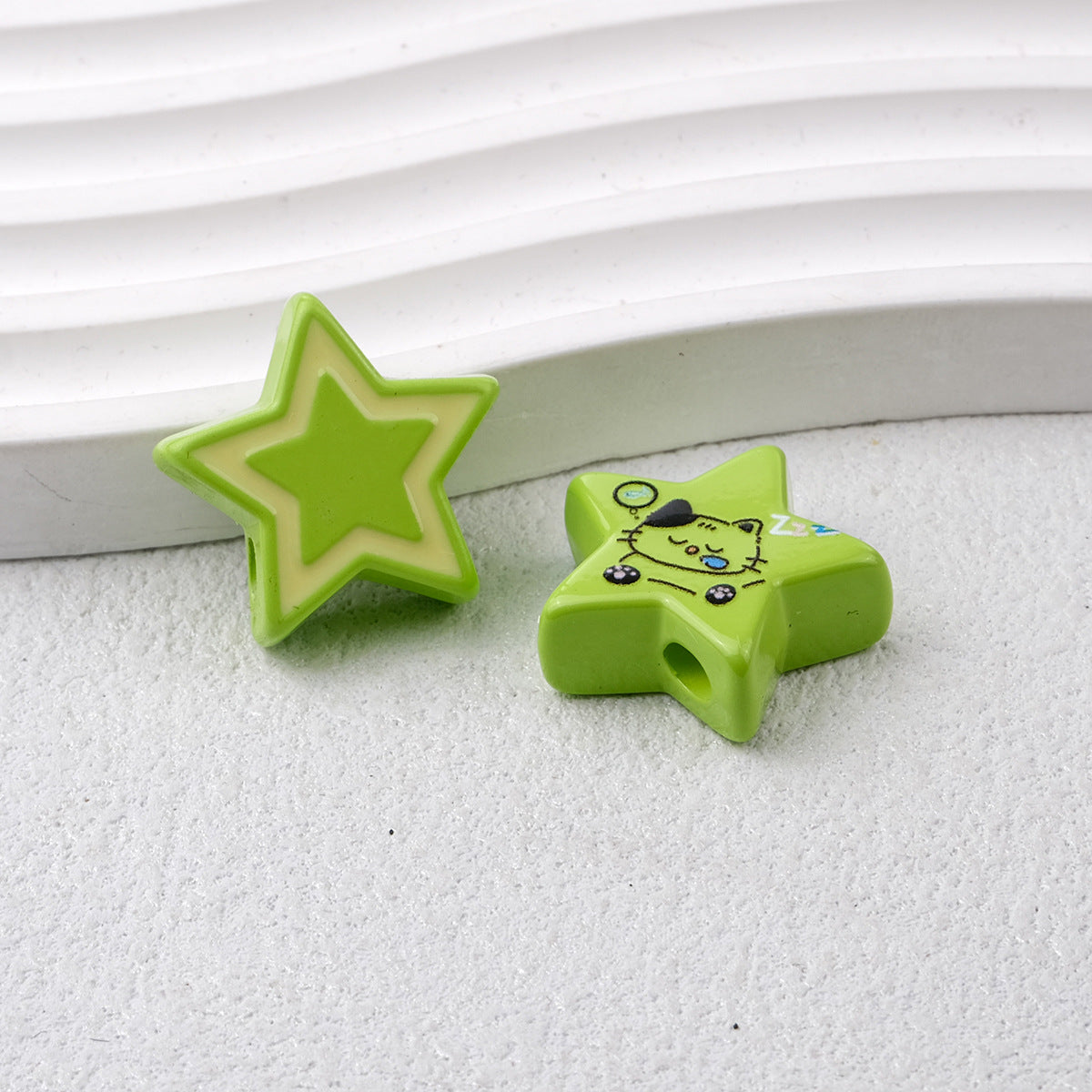 Star Acrylic Beads 22mm Cat Pattern Glossy Colorful 20pcs 12