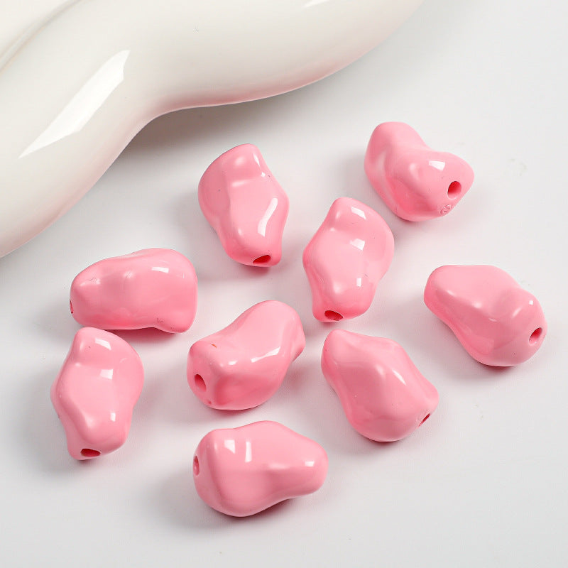 Glossy Irregular Stone Acrylic Beads 20mm Colorful Painted 50pcs 3