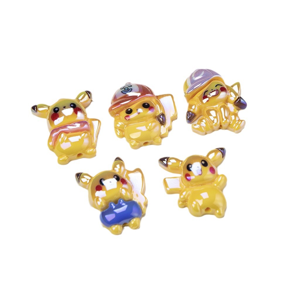 Plating Cute Pikachu Resin Beads Glossy Finish 20pcs 5