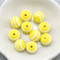 Rainbow Color Striped Resin Beads 12mm Round Glossy 60pcs 12