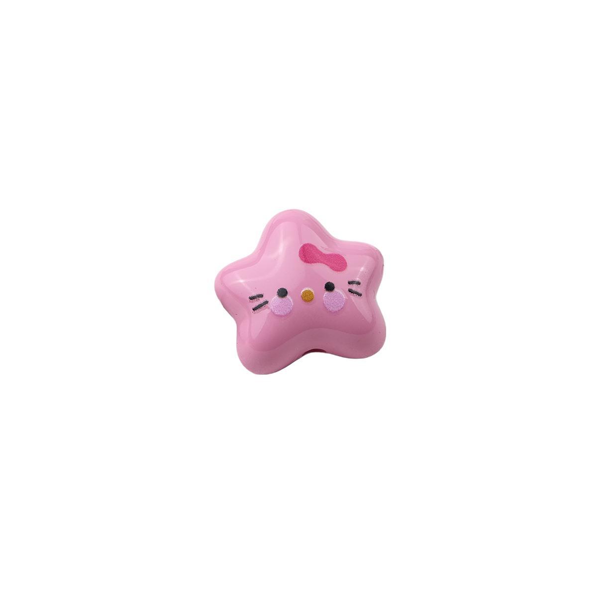 Star Acrylic Beads 20mm Glossy Hello KT Faces Colorful 20pcs 3