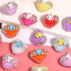 Crown Bear Heart Rhinestone Beads 17x21mm Colorful 5pcs 5