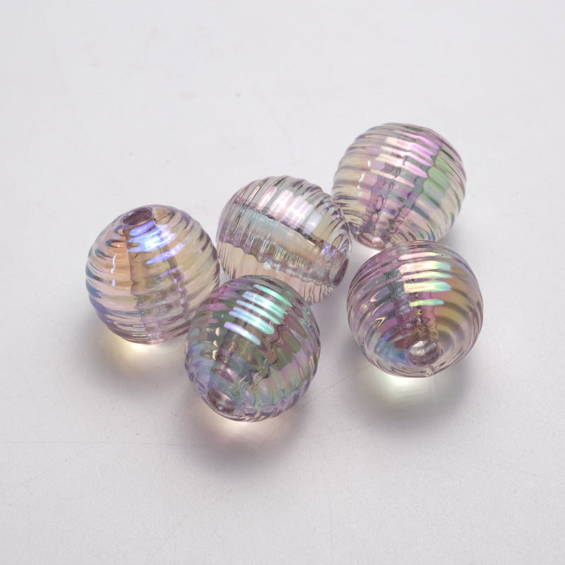 Transparent Plating Round Acrylic Beads 16mm Screw Thread 50pcs 5