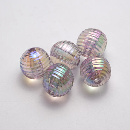 Transparent Plating Round Acrylic Beads 16mm Screw Thread 50pcs 5