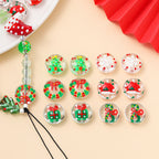Hand Painted Flat Glass Beads 18mm Double-Sided Enamel Christmas 1pc