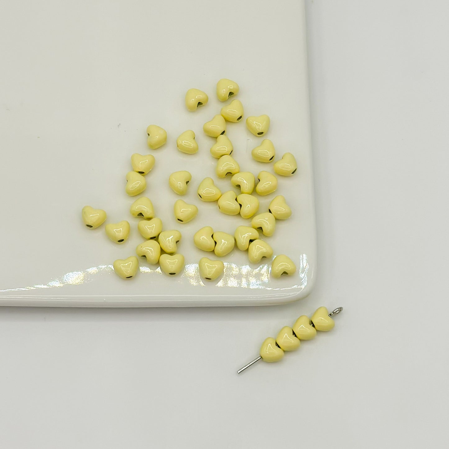 Heart Metal Beads 6mm Puffy Glossy Pastel Colors 50pcs 10