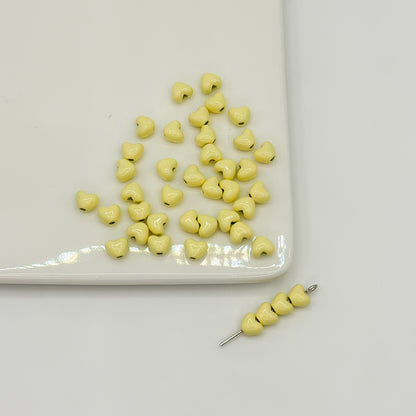 Heart Metal Beads 6mm Puffy Glossy Pastel Colors 50pcs 10